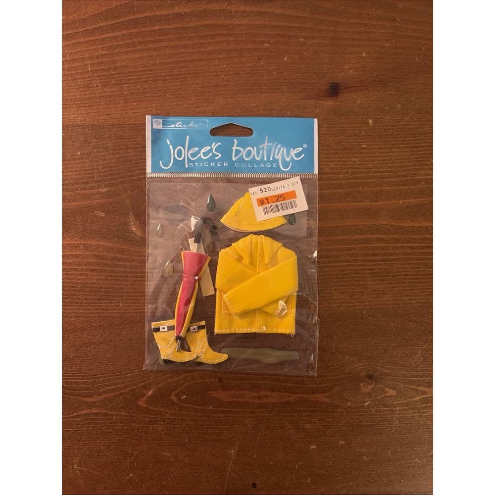 Vintage Jolee's Boutique 3D Stickers IT'S RAINING 58546 Dimensional Raincoat